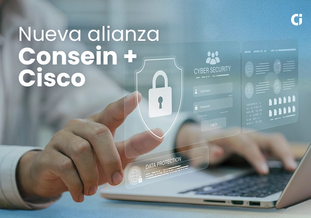 Imagen tecnológica que muestra la alianza entre Consein y Cisco.